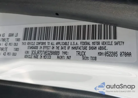 2014 Ram 1500 Tradesman from USA, damaged, VIN 3C6JR7DT0EG280889